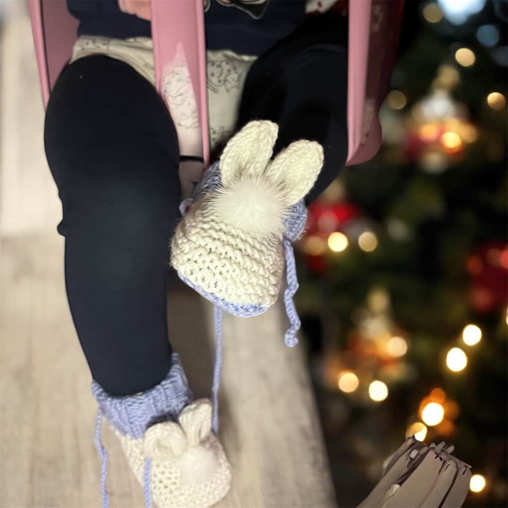 Zaķīš - zābaciņi ar dabīgās kažokādas bumbulīti