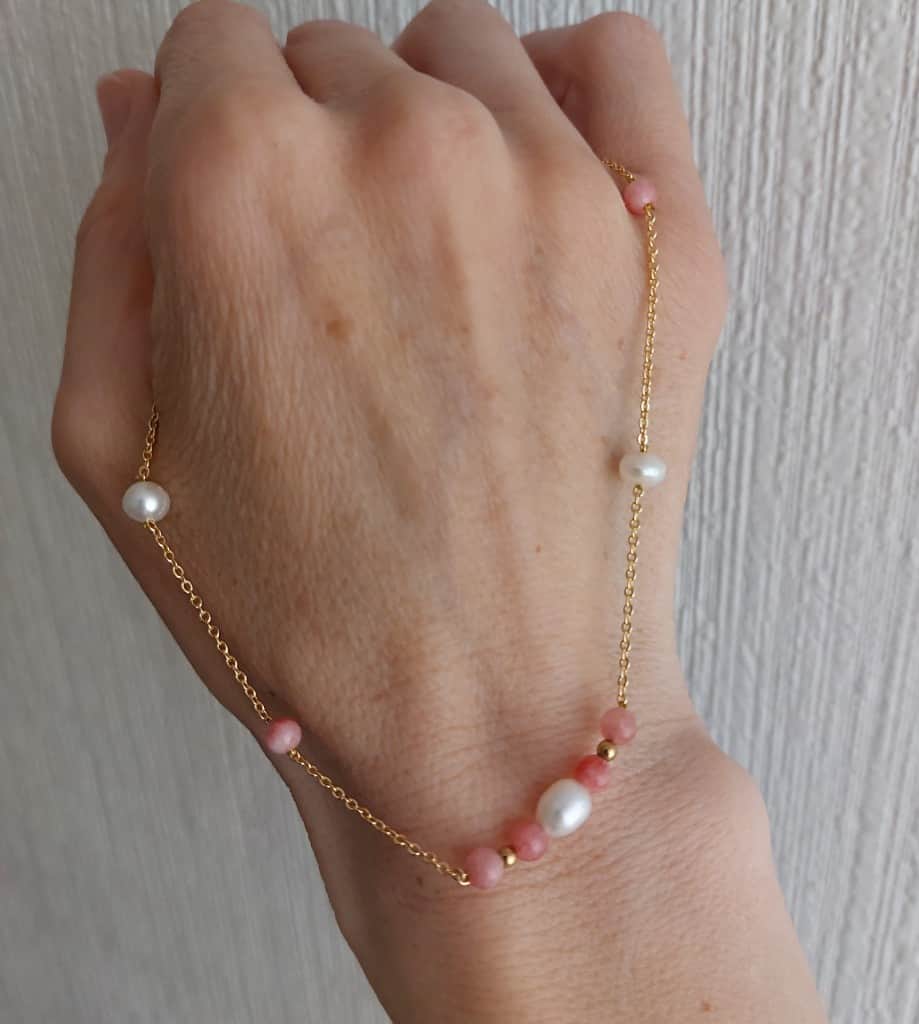 Komplekts saldūdens pērles, rožu kvarcs kaklarota & auskari 2in1