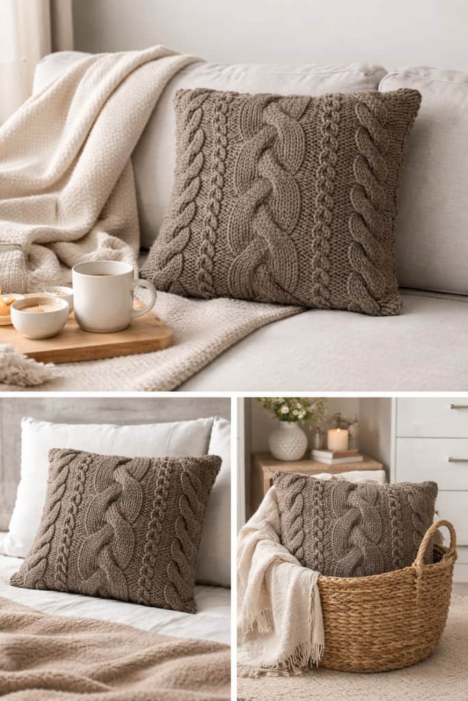 Adīts dekoratīvais spilvens ar pīnēm