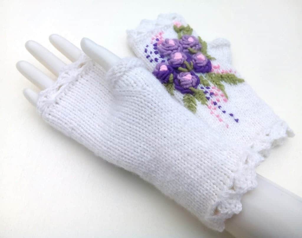 Sieviešu bezpirkstu cimdi ar izšuvumu/Roku sildītāji/Aksesuārs sievietēm 