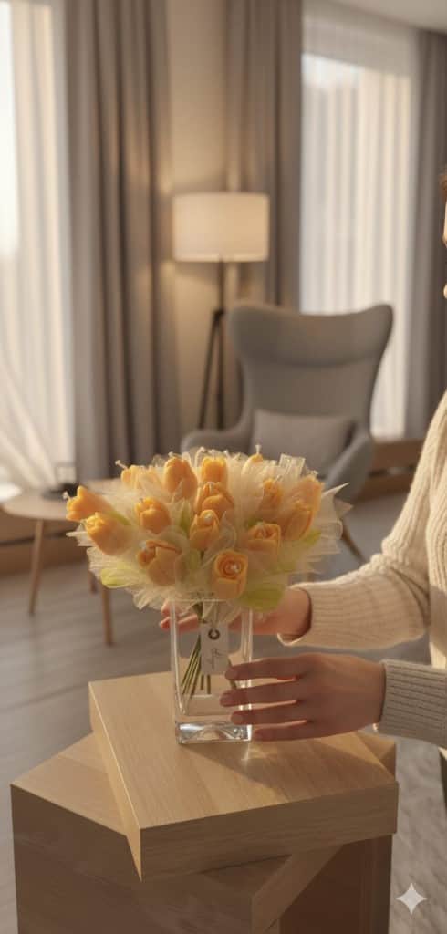 Svece - Tulpe uz kāta (sojas & kokosriekstu vasks)