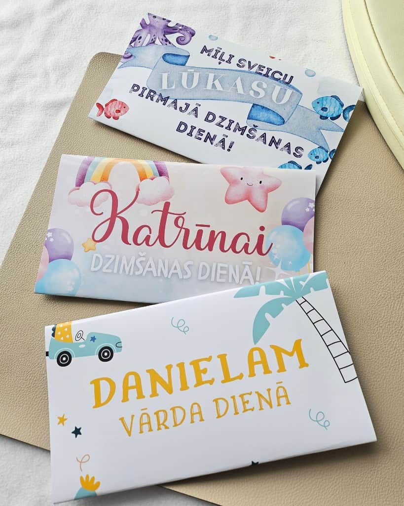 Personalizējamas naudas kartītes bērniem