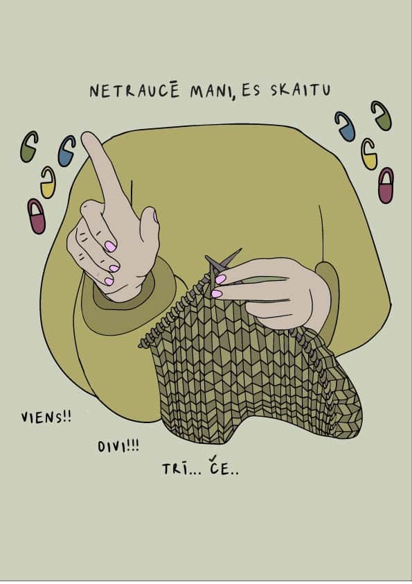 Adītāju kartīte | Ar roku zīmēta kartīte adīšanas mīļotājiem | Kartīte dāvanai