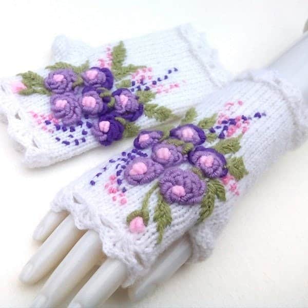 Sieviešu bezpirkstu cimdi ar izšuvumu/Roku sildītāji/Aksesuārs sievietēm 