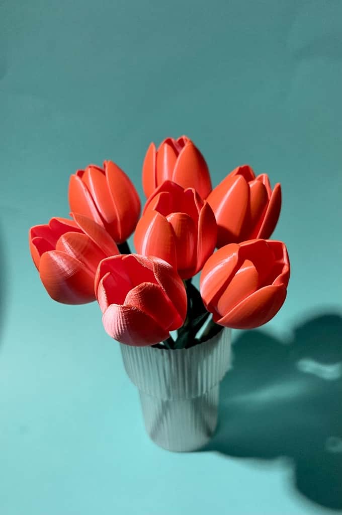 Tulpju kompozīcija vāzē - Saulriets